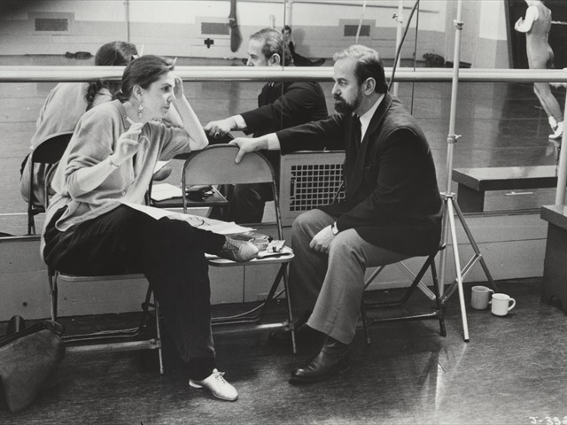 Photo:  Herbert Migdoll<br/>Composer/Choreographer Laura Dean and Robert Joffrey, Artistic Director of the Joffrey Ballet. 1986